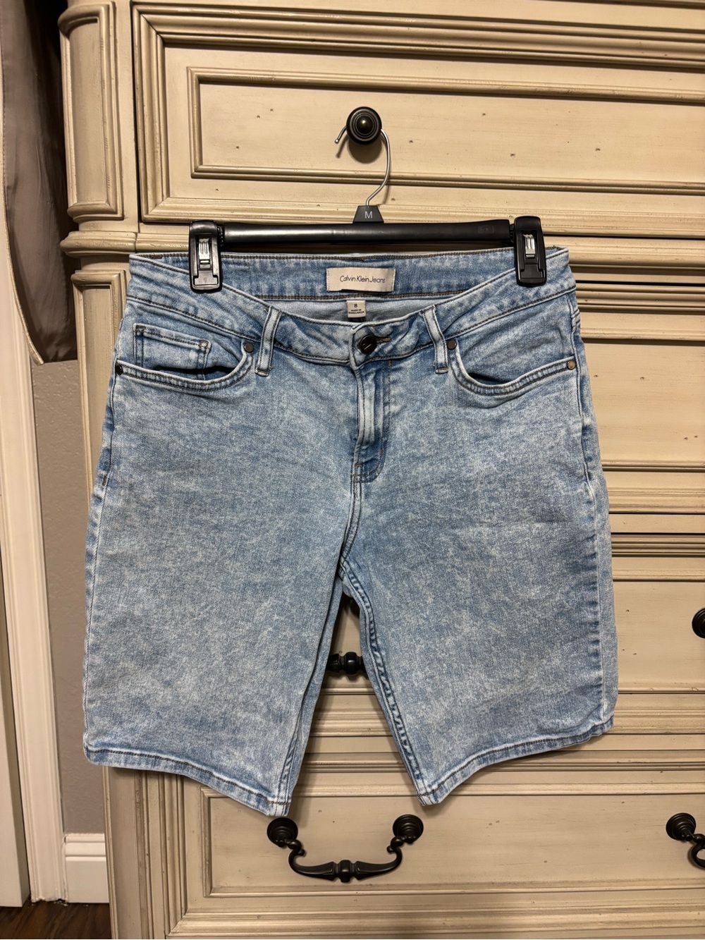 Calvin Klein Jeans Light Wash Acid-Effect Denim Shorts
